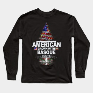 Christmas Tree  American Grown With Basque Roots - Gift for Basque From Bilbao Long Sleeve T-Shirt